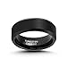 LerchPhi Mens 8mm Black Tungsten Carbide Ring Matte Brushed with Bevelled Edge Free Personalized Custom Name Date Coordinates Engrave Supported Comfort Fit Wedding Band