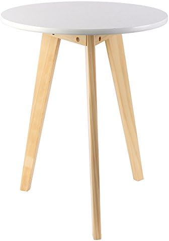 Amazon Com Solid Wood End Table Modern Nightstand Round Frame Side Table Chairside Bedside Table For Bedroom Office 19 X24 White Natural Kitchen Dining