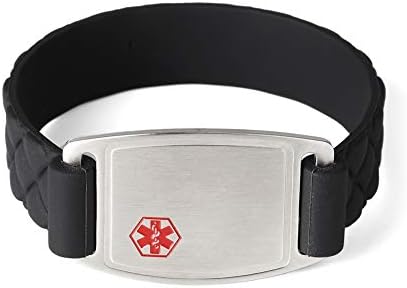 BAIYI Waterproof Medical Alert ID Bracelet - Silicone Sports Emergency Bracelets for Women and Men Free Engraving