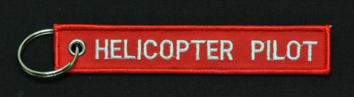 Helicopter Pilot Embroidered Red Key Chain