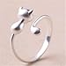 Meolin 925 Silver Cute Cat Animal Ring For Women