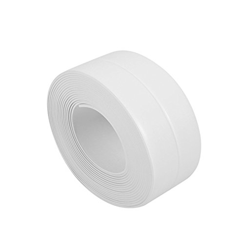Gilroy Strip Calk Sealing Tape for Tub Wall Kitchen Bathroom, Decorative Trim, Waterproof Mold Bumper PVC Adhesive Tape, Proof Corner Line size 38mm (White)
