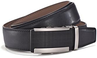 JEM ENSEMBLE Men's Genuine Black Textured Leather Belt, Black Textured Buckle