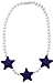 Stimtastic Chewable Silicone Beaded Stars Necklace Nontoxic BPA and Phthalate Free, Navy/white