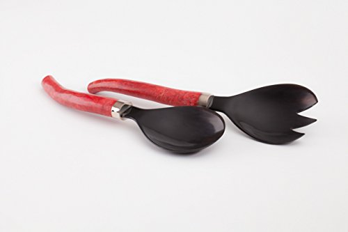 Red Coral Handled Salad Servers