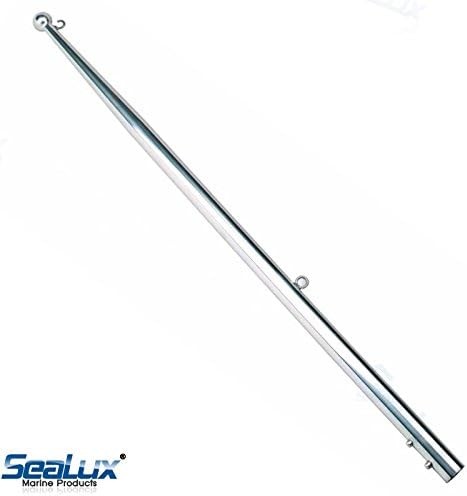 SeaLux Marine Heavy Duty 24 inch (3/4" dia. Stock) Flag staff Pole for 12 to 16" flag with Spring Release Lock Push Button