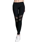Womens Girls Tights Mesh Panels Stretchy Yoga Fitness Running Leggings Pants