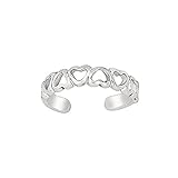 Sterling Silver Cut out Band of Hearts Toe Ring