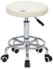 Harima Lightweight Professional Chrome Gas Lift Stool | Wheeled Chair & Adjustable Height | Salon, Massage Spa, Cosmetic & Tattoo Art Treatment, Medical & Dental Clinic Use | 33x33x46.5-61 cm