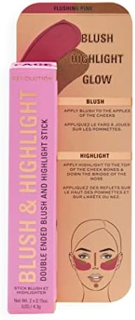 Weedup Revolution, Blush & Iluminador Bar, Rosa Ruborizado, Blush Facial e Iluminador, 4,3g