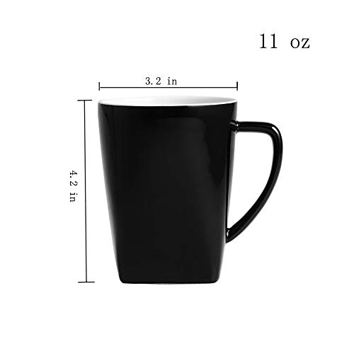 Black Ceramic Cup set,Coffee Mug Set with handle for cocoa, milk, juice, tea and mulled drinks - 6 Packs, 11