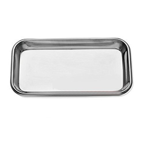 Genmine Dental Medical Trays Stainless Steel Surgical Trays Lab Instrument Length 8.46in X Width 4.13in 2 PCS (Silver)