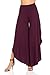 JDJ CO. Women's Layered Wide Leg Flowy Cropped Palazzo Pants, 3/4 length High Waist Palazzo Wide Legs Capri Pants(Medium,Plum)