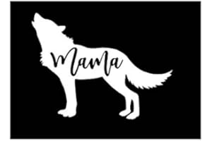 Mama Wolf Vinyl Decal | White | Made in USA by Foxtail Decals | for Car Windows, Tablets, Laptops, Water Bottles, etc. | 4.75 x 3.625 inch