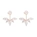 megko 925 Sterling Silver Cubic Zirconia Earrings Leaf Feather Ear Jacket Front Back Ear Cuffs Stud Earring (rose gold)