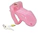 Raycity Resin Chastity Cage Pants Device Cock Cag with 4 Different Ring and a Lock, for Male Penis Exercise Short Pink