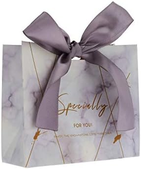 Kmall 50PCS 11.5 * 10 * 4.5 cm Marble Pattern Ribbon Wedding Welcome Gift Bags Kraft Paper Gift Pouch Super Cute High Quality Bags Perfect for Your Bridesmaids and Party Guests for Shopping Parties