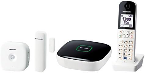Panasonic Smart Home KX-HN6000EW DECT Home Safety Kit with hub, Window/Door, Motion Sensor, Cordless Phone, White, Set of 4 Pieces