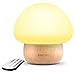 Night Lights for Kids, ANGTUO LED Mushroom Night Light for Kid Baby, Soft Silicone Lampshape,100% Rubber Wood, 4 Light Brightness and 16 Color by Wireless Remote - US Plug