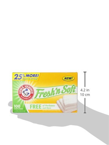 Arm & Hammer Fabric Softener Sheets, Free of Perfumes and Dyes, 100 ct