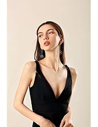 Finrezio 6 pares de pendientes largos con forma de luna y estrella de la Tierra, asimétricos, para mujeres y niñas