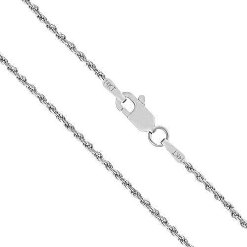 kwality JewelryFine 14k Rope Chain White Gold Men Women Teens Charm Pendant Necklace Jewelry Easter Gift