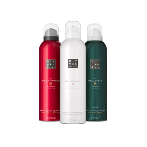 RITUALS Das Vorteilspaket „Rituale von Sakura, Jing und Ayurveda“ | 3 x Duschschaum | pflegendes und revitalisierendes Duschgel | Vorteilspack 3 x 200