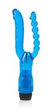 Multi Speed Double Pleasure Dual Penetrator Vibrator G-spot Female Massager with Anal Beads (Blue) Adult Sex Toy Product!