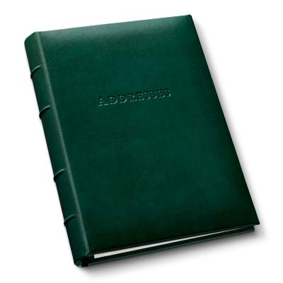 Gallery Leather Large Address Book with Alphabetical Tabs up to 480 Records, Leather Notebook Hardcover, Telephone and Address Books - 9x7", Desk Address, Acadia Green