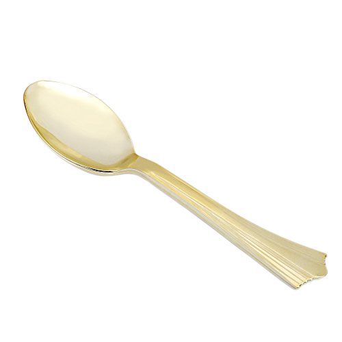 TBwisher Gold Plastic Disposable Flatware Silverware Set Disposable Tableware Cutlery - 40 Paper Napkin 40 Forks 40 Spoons and 40 Knives Combo 160 Party Supplies (Gold)