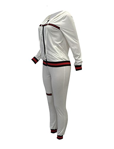 Womens 2 Piece Outfits Hoodies and Pants Set Sweatsuits Tracksuits White M