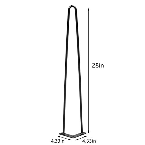 Hairpin Table Legs 28" Heavy Duty Hairpin Legs, (Set for 4 ) Heavy Duty Table Legs (Black)