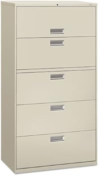 Amazon Com Light Gray Hon 600 Series 36 5 Drawer Lateral Metal Filing File Cabinet Office Products