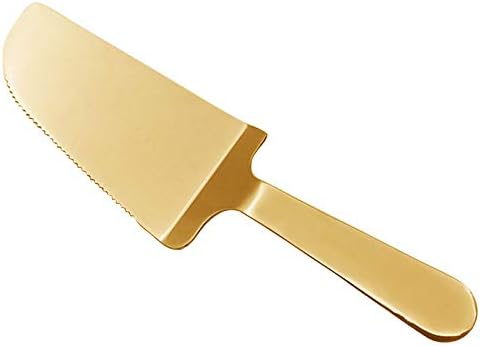 Bagonia Food Grade Stainless Steel Cake Cutter, Pizza Shovel Spatula, All In One Server with Serrated Cutting Edge -Safe in Dishwasher (Gold) - Pack of 2