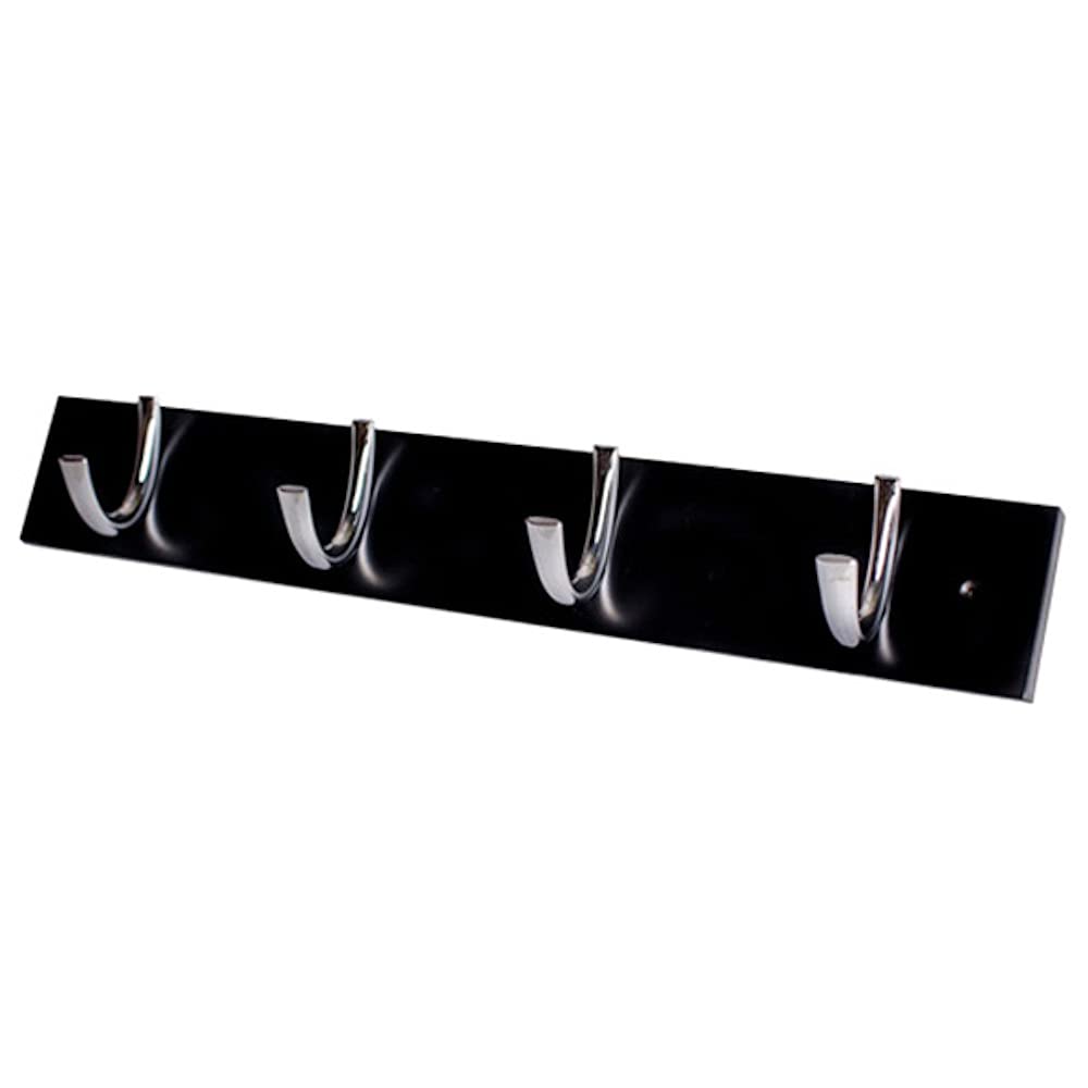 Merriway BH04670 Small Rib Robe Hook x 4 Bright Chrome on Black Wood