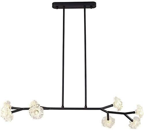 JZMB Creative Long Art Branches Glass Flowers Led Chandelier Crystal Glass Shade Restaurant Pendant Lamp Iron Lamp Body Ceiling Lights Art Flowers Large Ceiling Lighting Fixture