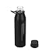 Takeya Glass Water Bottle with Silicone Sleeve and Twist Cap, 22 Ounce, Black
