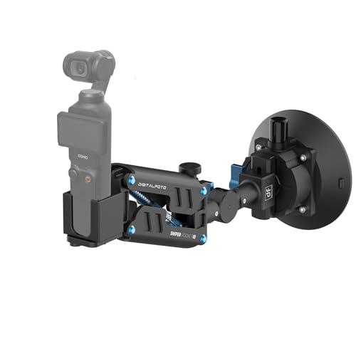 Osmo Pocket Car sucker Mount Blade Arm Sunction Cup Shock Vertical shock Absorbing Car Shooting With safety lock rope 40kg load-bearing Compatible with DJI Osmo Pocket/Gopro/360Action Camera