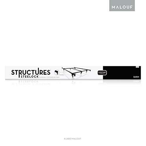 STRUCTURES STEELOCK Headboard-Footboard Super Duty Steel Wedge Lock Metal Bed Frame with Adjustable Height Glides - Functions as Bed Rails - Queen