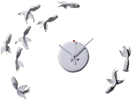 Imoerjia White Goldfish Clock Creative Fashion Mute Bedroom Living Room Office Wall Clock