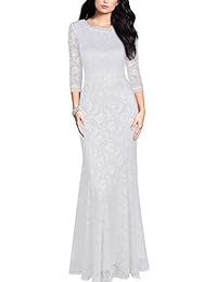 REPHYLLIS Vestido largo de novia de dama de honor vintage con encaje floral retro