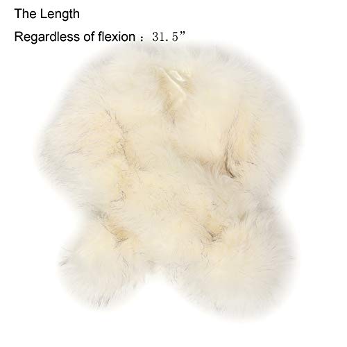 La Carrie Women's Faux Fur Collar Scarf Wrap Cold Winter Warmer(White)