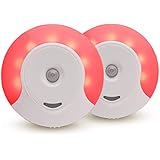 Sleep Aid Red LED Motion Sensor Night Light Plug In for Bedroom with Dusk to Dawn Motion Activated Auto Sensor, Promotes melatonin Production and Healthy Sleep, ON-Off-Auto Toggle, 2-Pack