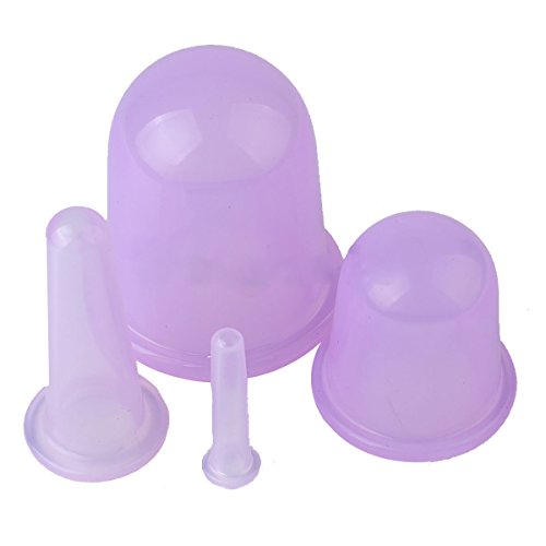 Savior 4 Size of Silicone Cupping Therapy Set Massage Cupping Vacuum Therapy Rubber Cup Massage Body Face Back Legs Cups for Anti Cellulite, Anti-aging, Wrinkle Reducer, Myofascial Release, Collagen Stimulator, Pain Relief, Lymph Drainage (Purple)