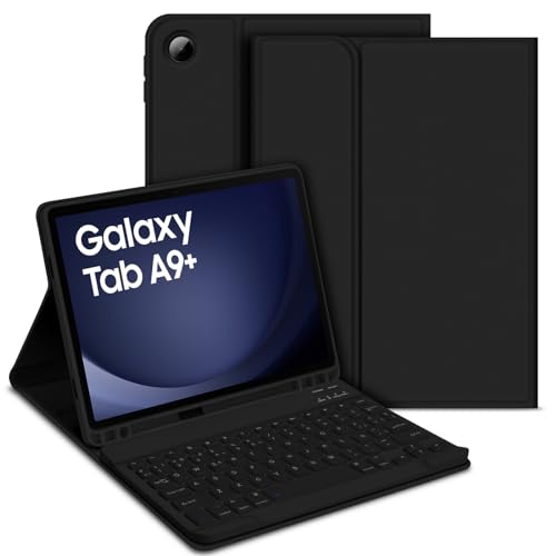 Capa com Teclado para Samsung Galaxy Tab A9+ 11" 2023, Layout em Português Brasileiro Teclado com Capa para Galaxy Tab A9+ 11 Polegadas SM-X210/X215/X216, Preto