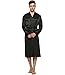 FAYBOX Men Satin Robe Long Bathrobe Lightweight Sleepwear Black L
