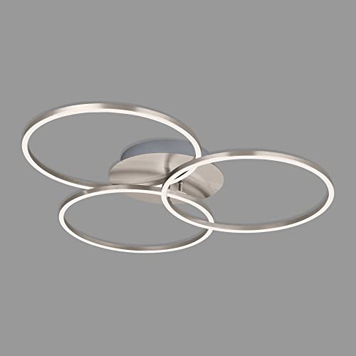BRILONER Leuchten LED Ceiling Light Dimmable with Memory Function 40 Watt 4400 Lumen 3000 Kelvin Matte Nickel 717 x 674 x 103 mm (L x W x H)