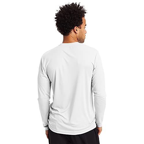 Hanes Men's Long Sleeve Cool Dri T Shirt UPF 50 Medium 2 PK White Mens