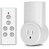 Etekcity Wireless Remote Control Electrical Outlet Switch for Household Appliances, White (Fixed Code, 1Rx-1Tx)