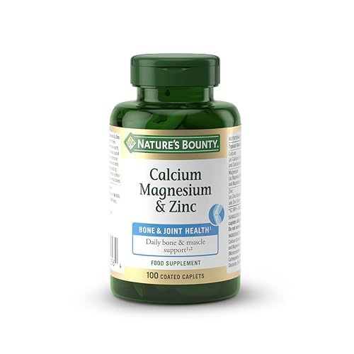Nature's Bounty Calcium, Magnesium and Zinc Coated Caplets - Pack of 100 Coated Caplets, Three-a-Day - Supports Bone Density, Strength and Muscle Function - Suitable for Vegans